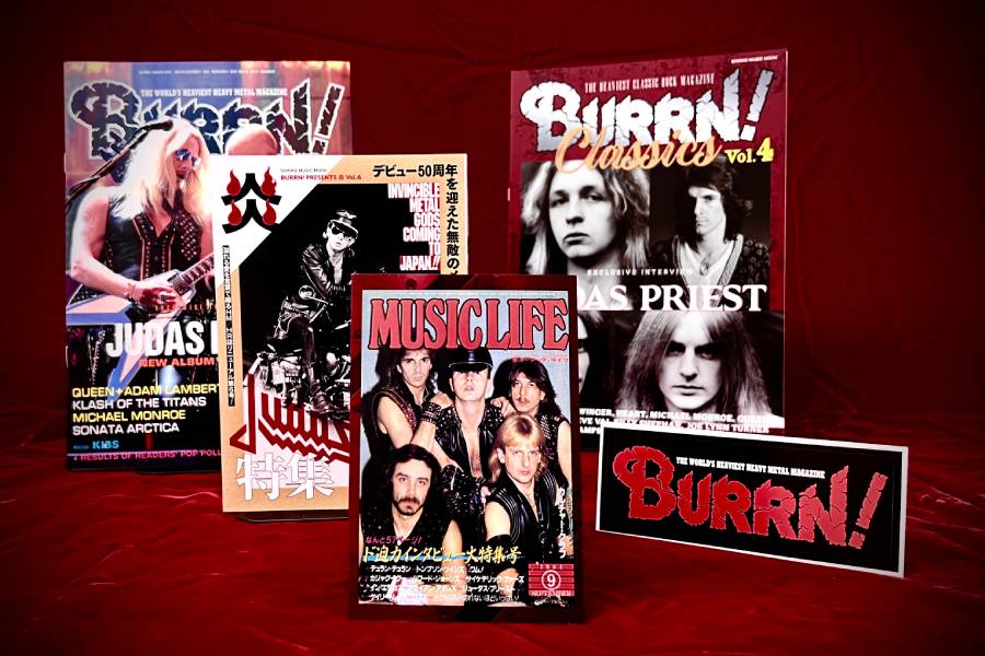 JUDAS PRIEST来日記念、 BURRN!と炎の特集号をポストカード＆BURRN!ロゴ・ステッカー付きで特別販売！