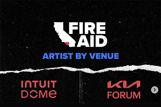 ロサンゼルス山火事救済支援コンサート「FireAid」、追加アーティストを加え2会場の各ラインナップ発表