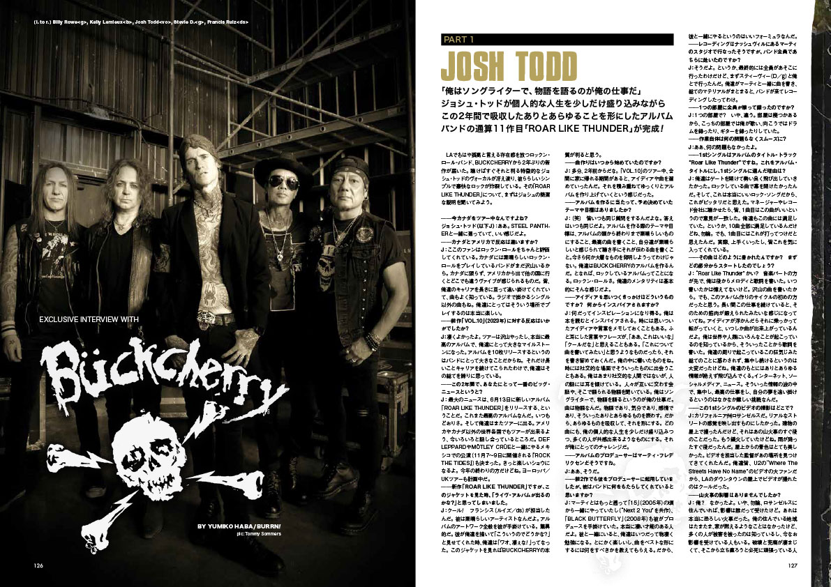 BUCKCHERRY：ロサンゼルスが誇るロックン・ロール・バンドが2年ぶり通算11作目のニュー・アルバム「ROAR LIKE THUNDER」をリリース。
