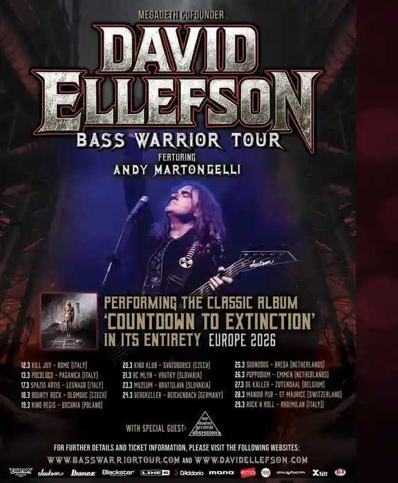 KINGS OF THRASHで日本の年季の入ったMEGADETHファンを沸かせたデイヴィッド・エレフソン、ヨーロッパでのソロ・ツアーでは「COUNTDOWN TO EXTINCTION」完全再現コンサートでソールドアウト連発!