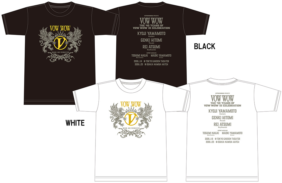 【新品未開封】VOW WOW 2026年 ライブ Tシャツ XLサイズ　ホワイト 新品未開封】VOW WOW 2026年 ライブ VネックTシャツ XLサイズ ホワイト